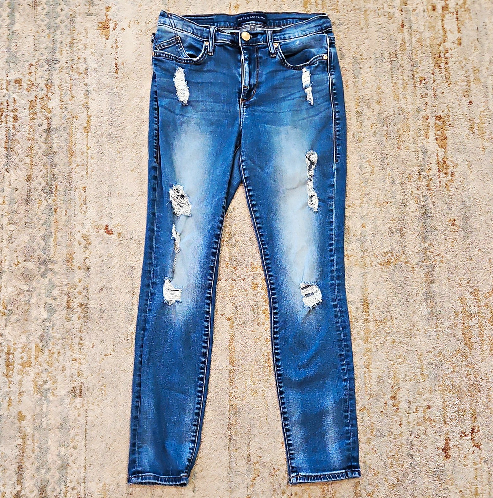 Rock & Republic Women's Jeans Size 10 Skinny Slim Fit Blue Medium Wash Berlin